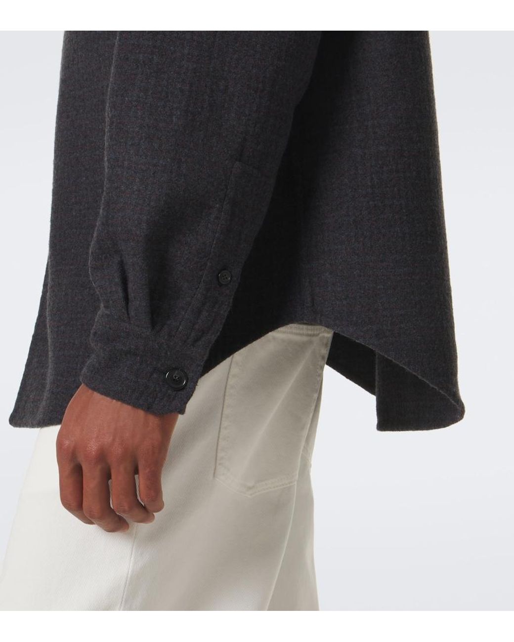 Loewe Black Leather-Trimmed Wool And Silk Overshirt for men