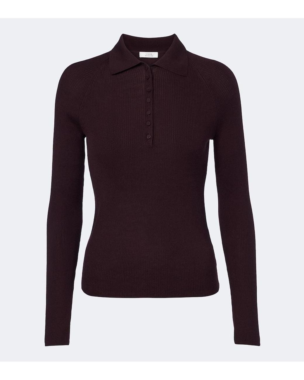 Vince Purple Ribbed-Knit Wool And Silk Polo Sweater