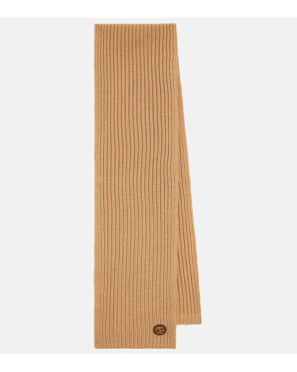 Gucci Natural Ribbed-Knit Wool And Cashmere Scarf