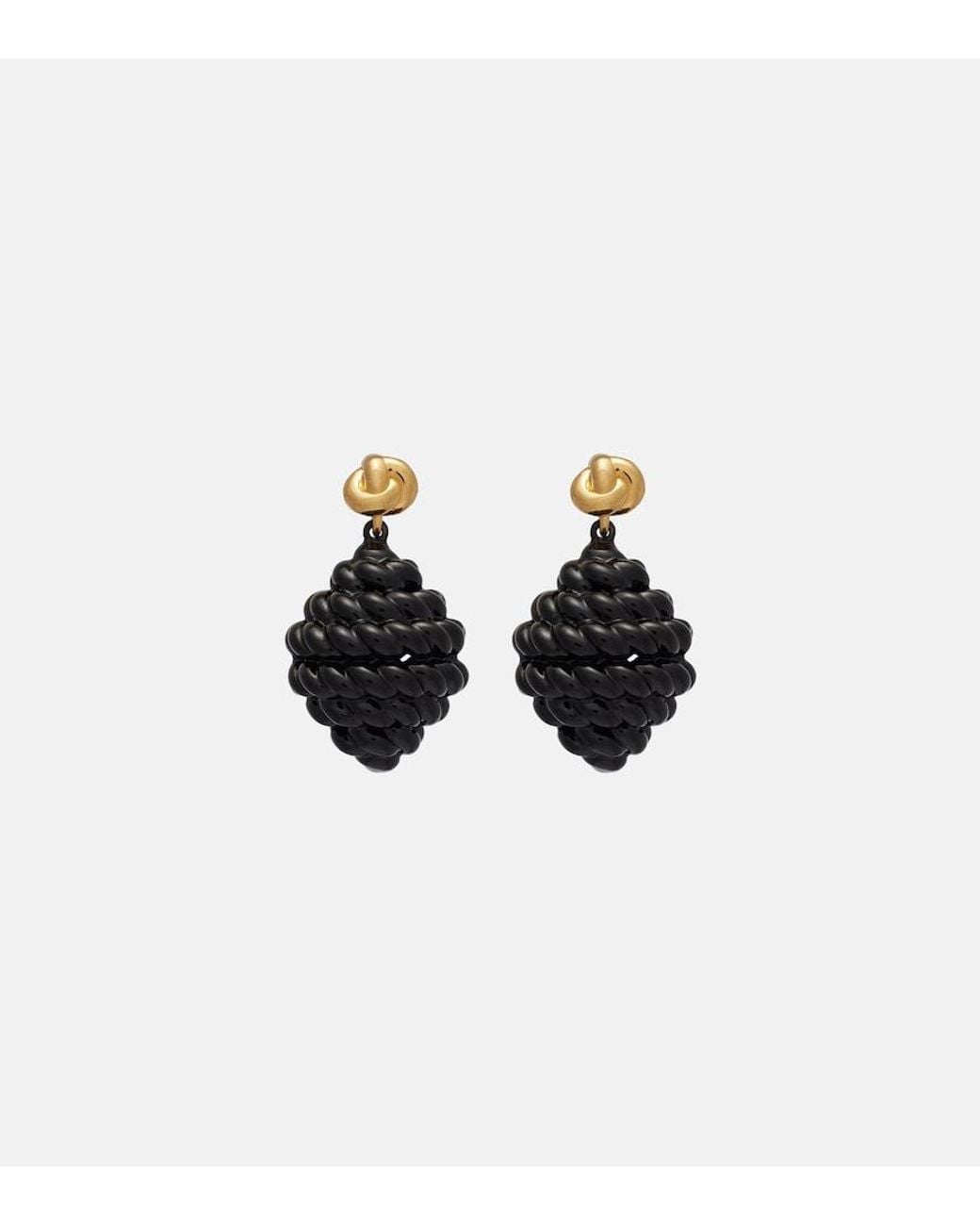 Totême Black Rope-Plated Enamel Drop Earrings