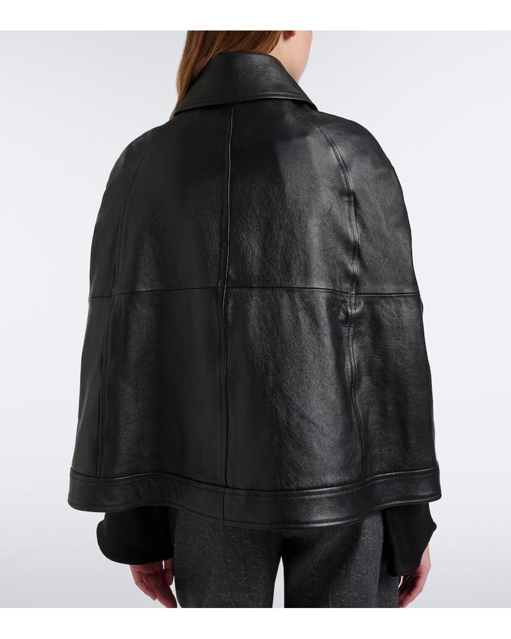 7 For All Mankind Black Leather Cape