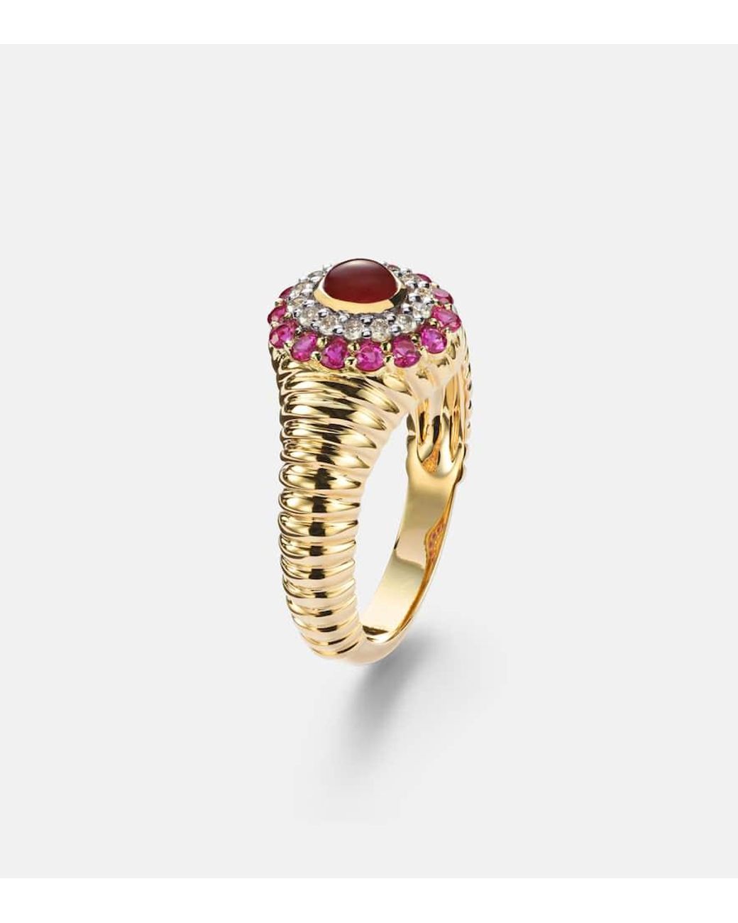 Yvonne Léon White Ring Berlingot Pompadour Baby Aus 9Kt Gelbgold (375/1000) Mit Edelsteinen