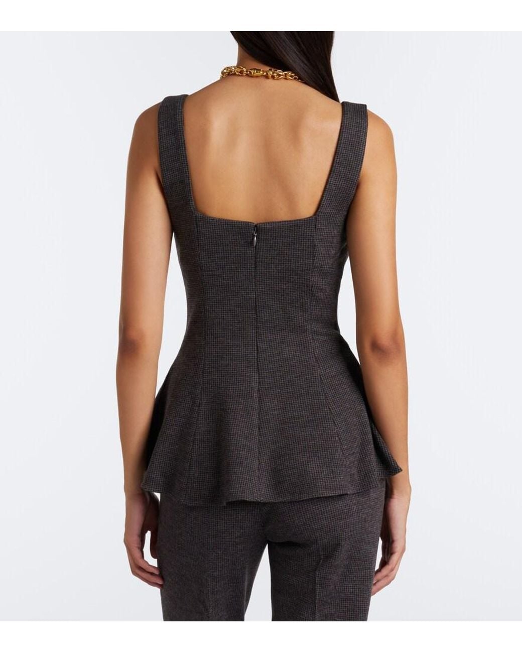 Ralph Lauren Brown Peplum Wool Jersey Top