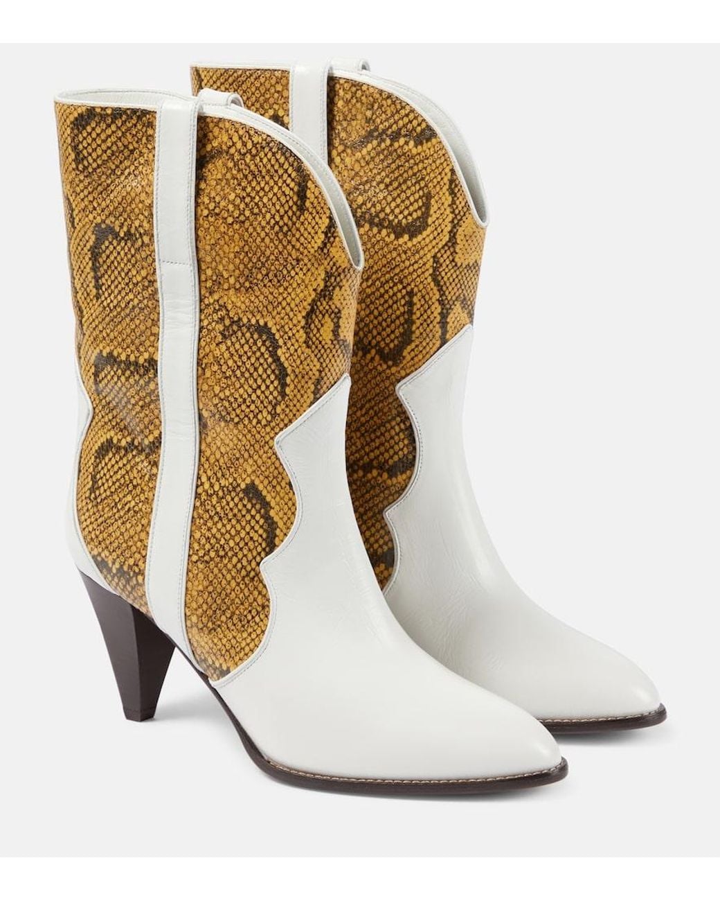 Isabel Marant White Witney Snake-Effect Leather Ankle Boots