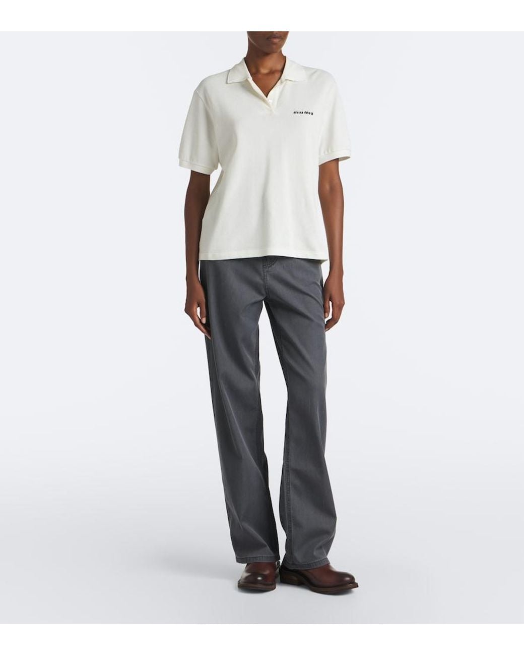 Miu Miu Gray Chambray Wide-Leg Pants