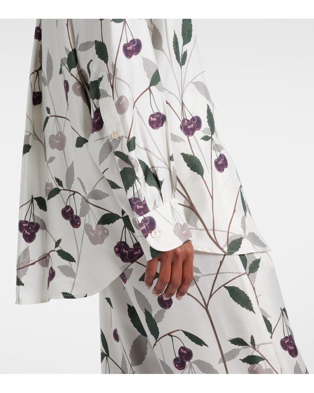 Stella McCartney Gray Printed Silk Twill Shirt