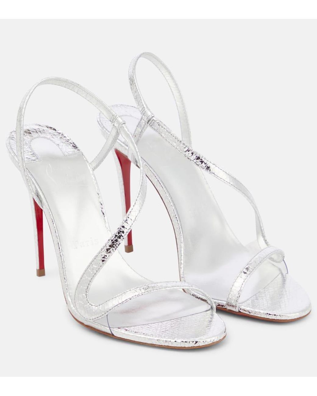 Christian Louboutin Rosalie Metallic Leather Sandals in White Lyst