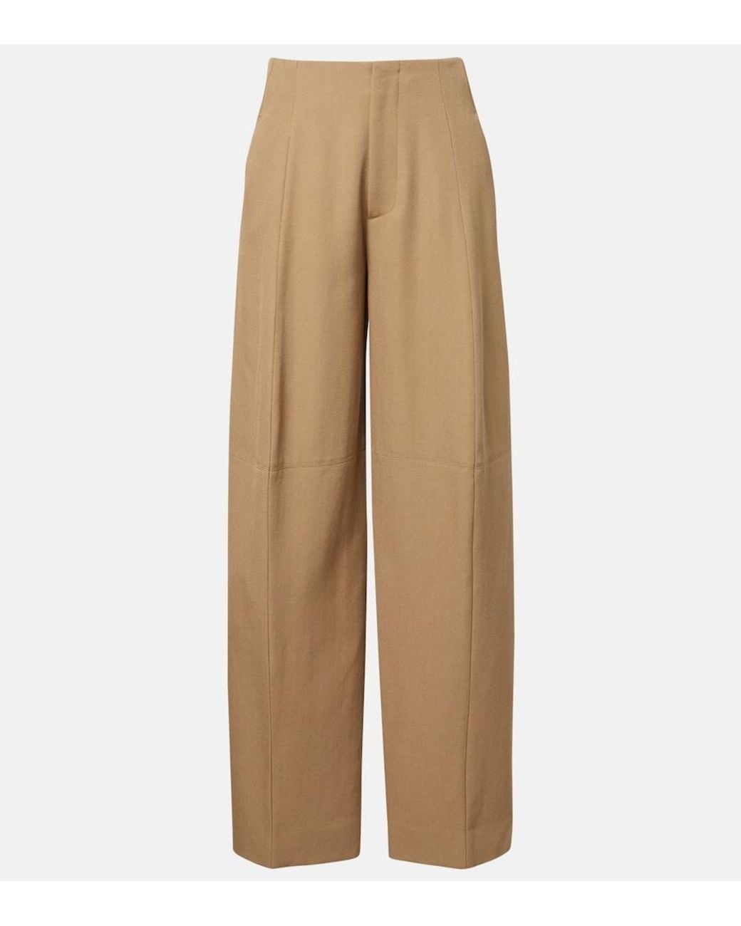 Victoria Beckham Natural High-Rise Virgin Wool Wide-Leg Pants