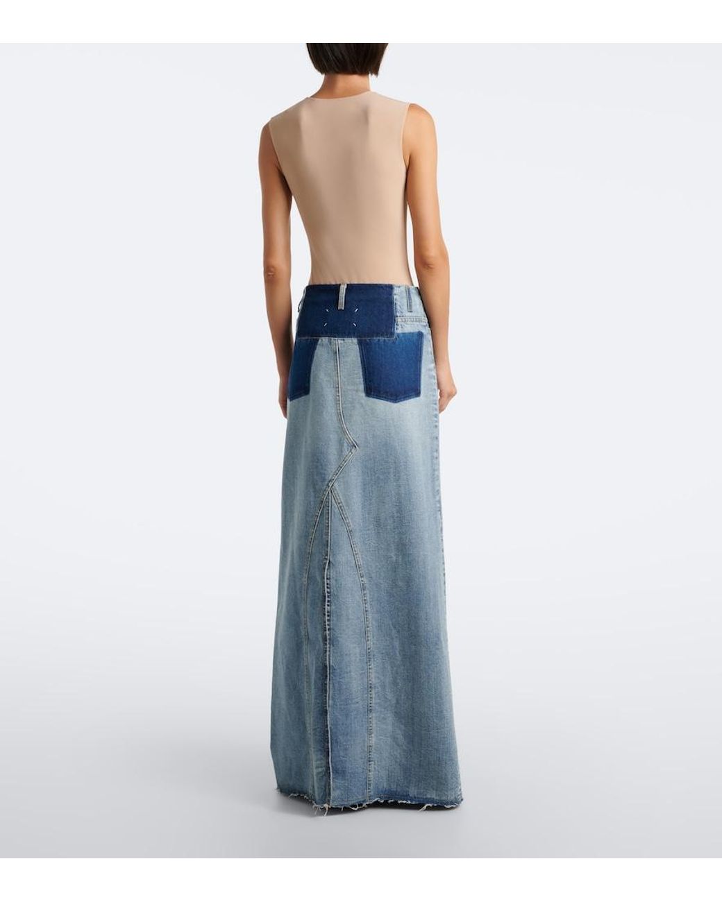 Maison Margiela Blue Paneled Denim Maxi Skirt