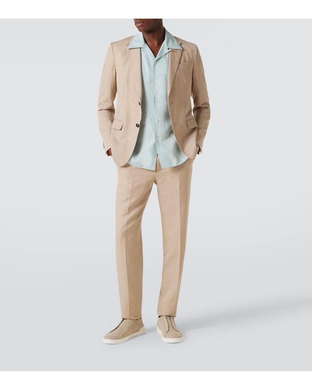 Zegna Blue Linen Shirt for men