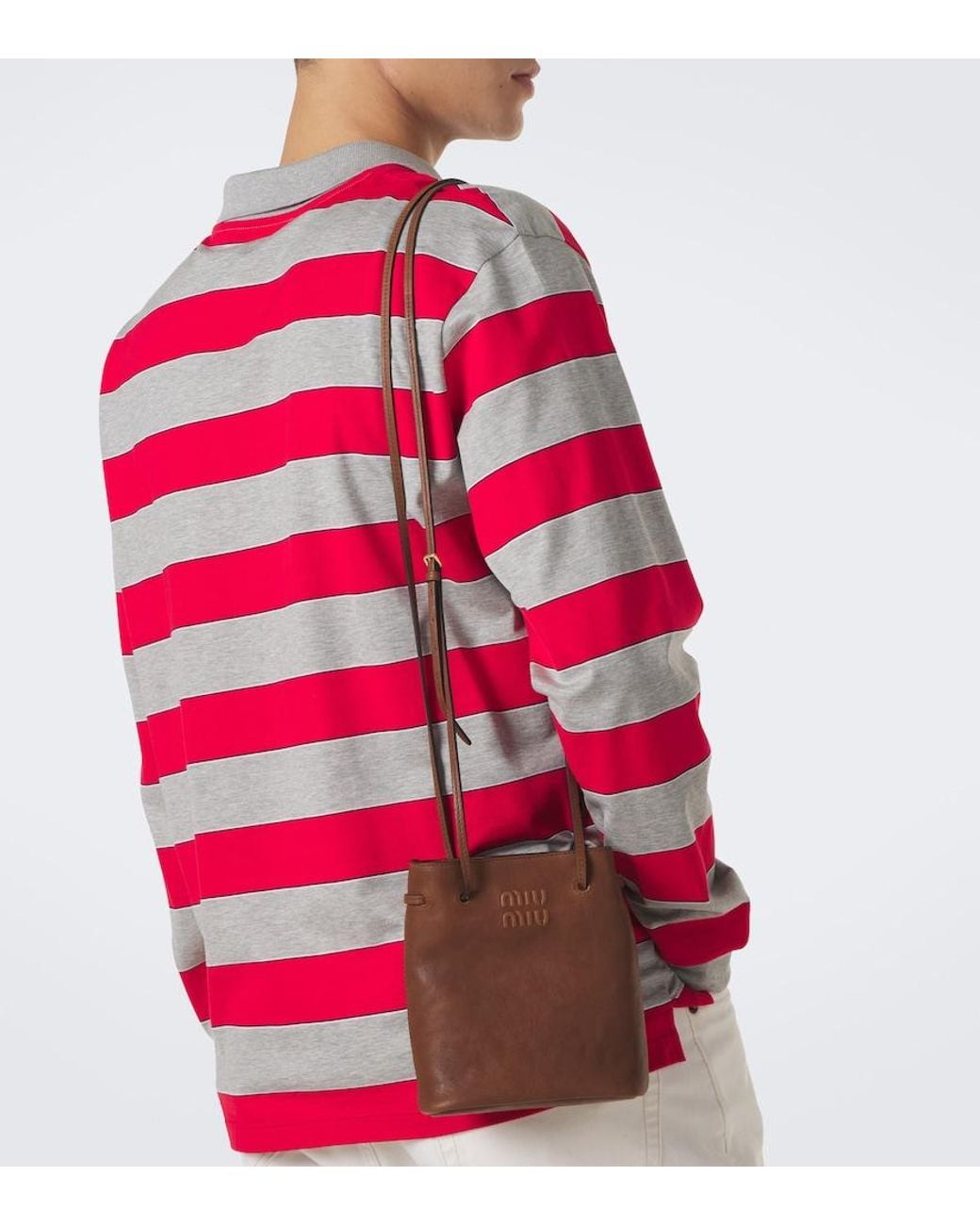 Miu Miu Brown Mini Leather Bucket Bag for men
