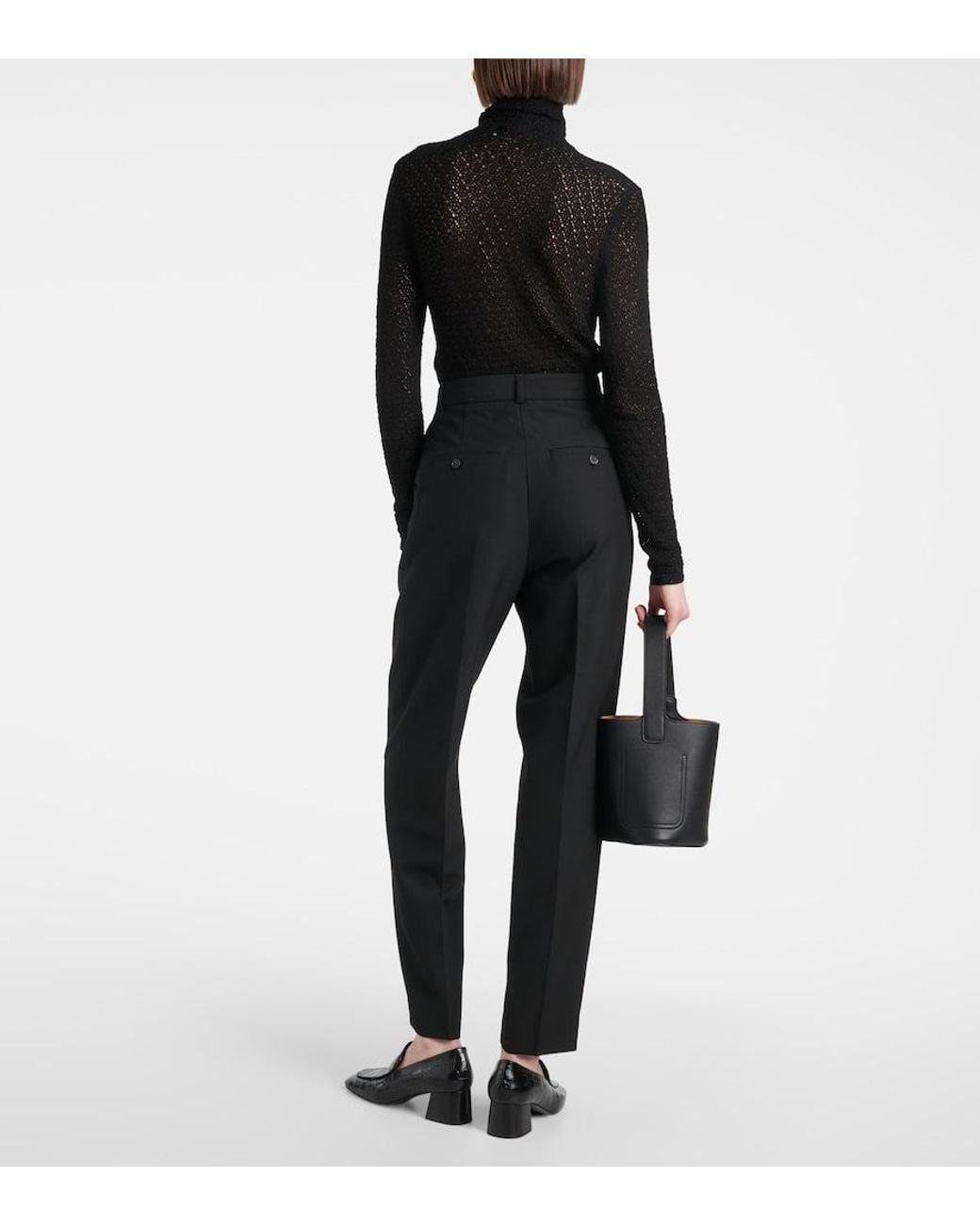 Totême Black High-Rise Tapered Pants
