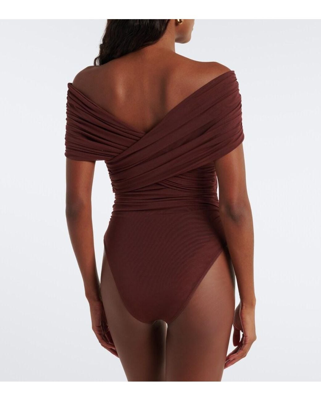 Sir Purple Off-Shoulder Mesh Bodysuit