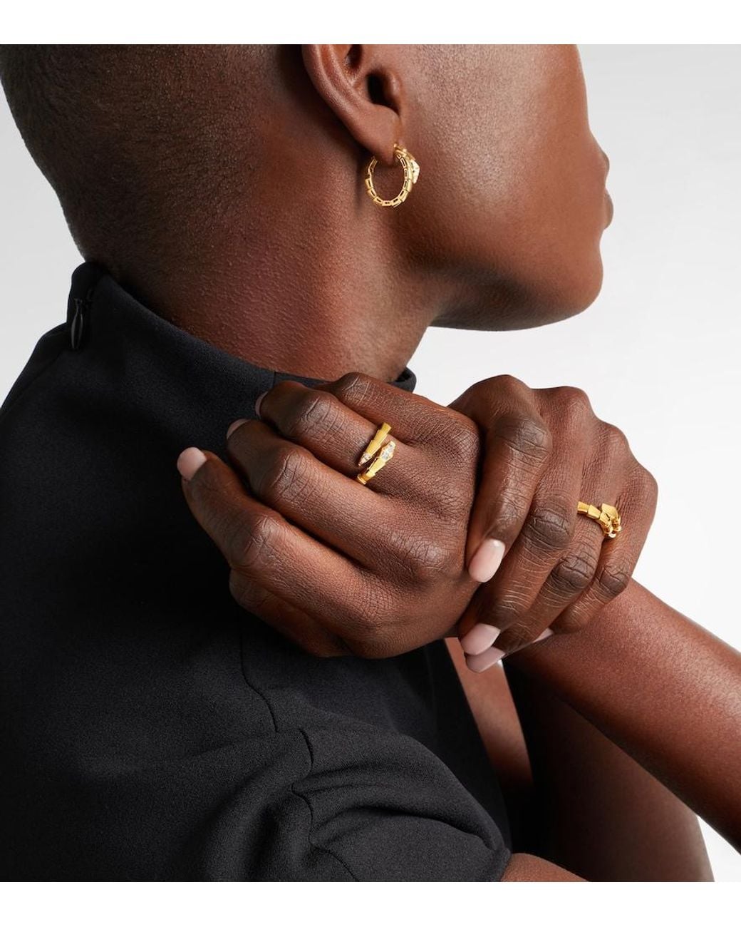 BVLGARI Metallic Serpenti Viper 18Kt Ring With Diamonds