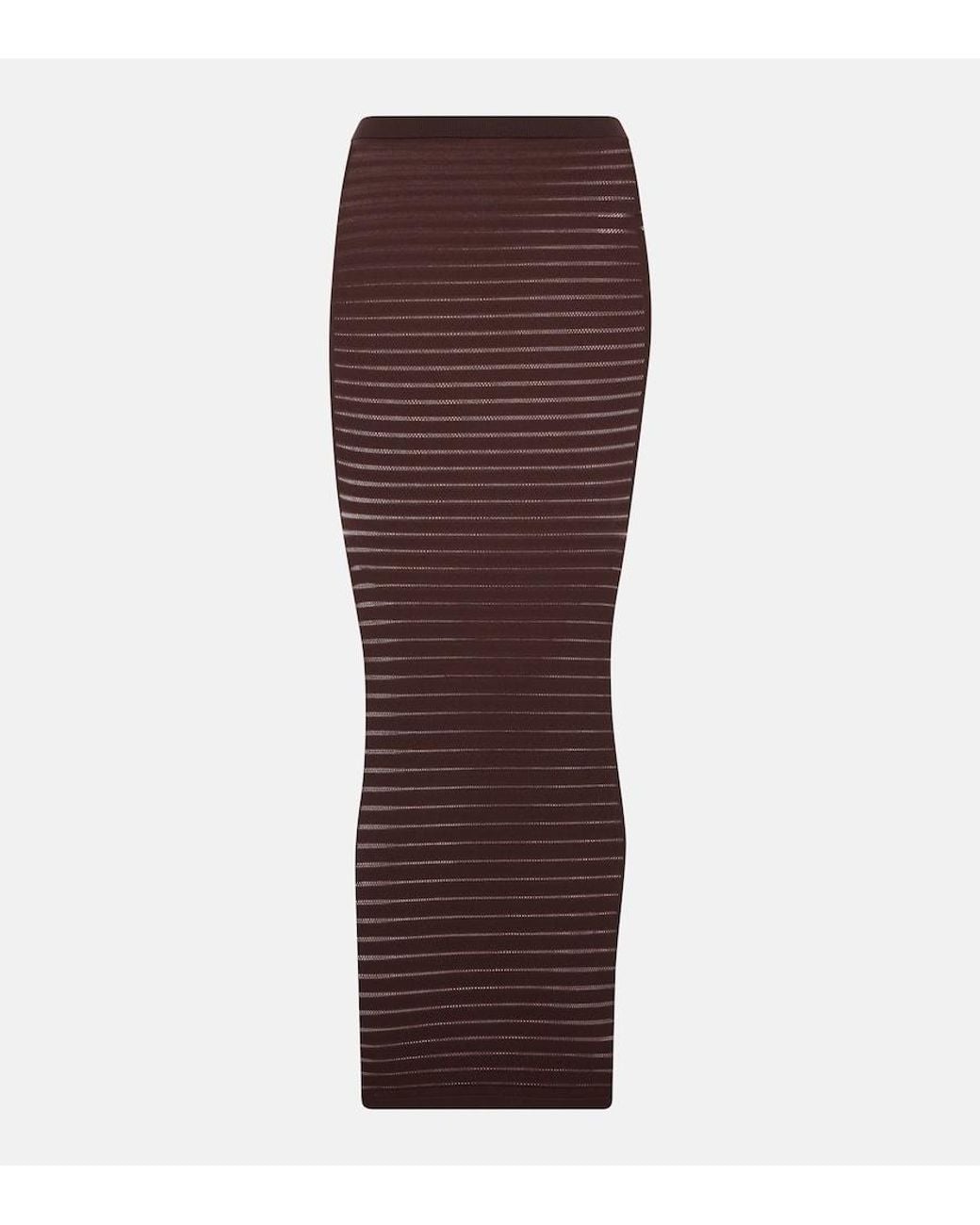 Alaïa Brown Striped Maxi Skirt