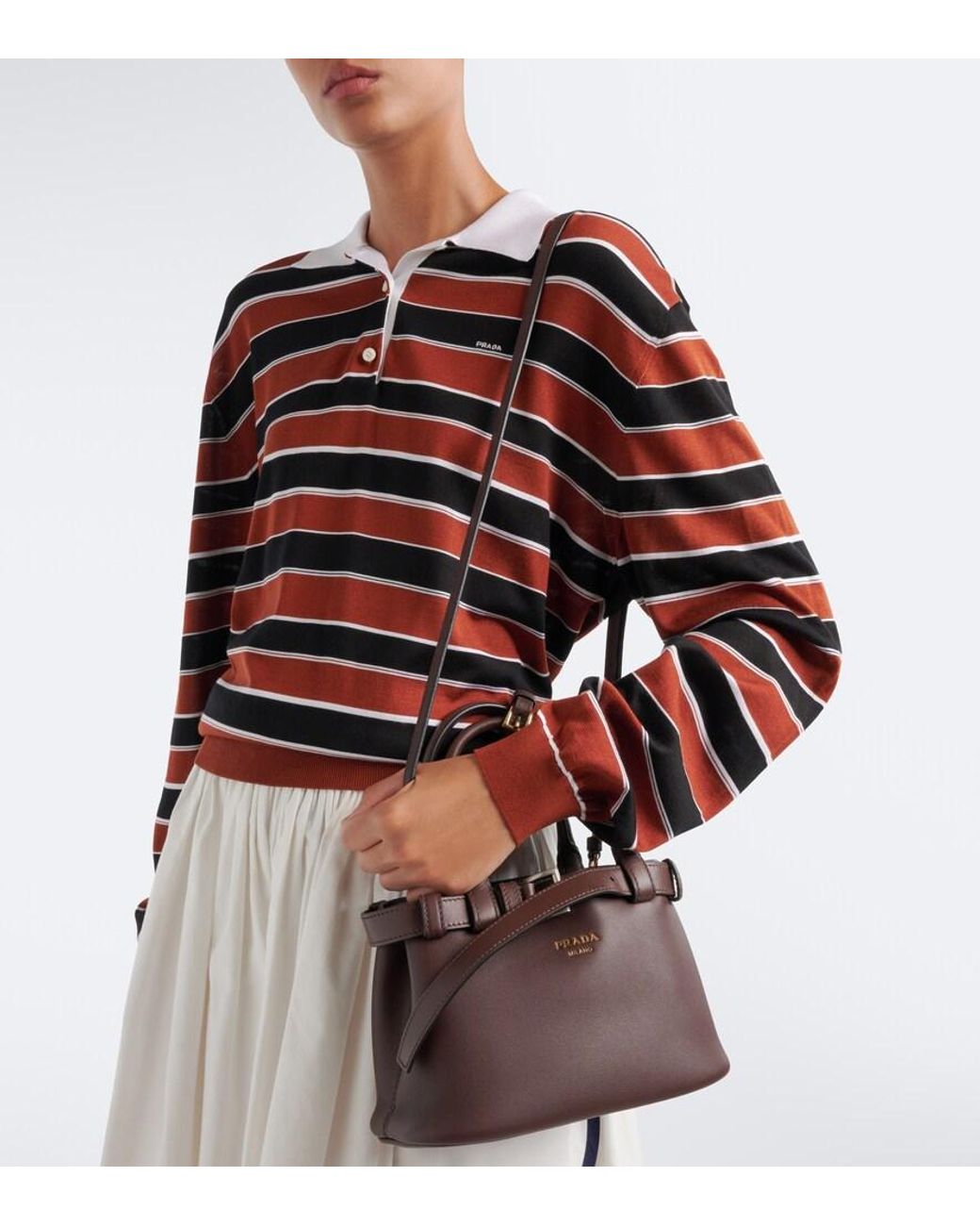 Prada Brown Buckle Small Leather Top-Handle Bag
