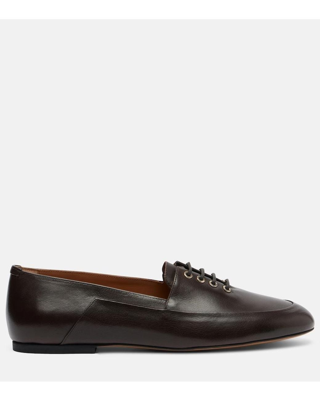 Jil Sander Brown Leather Lace-Up Loafers
