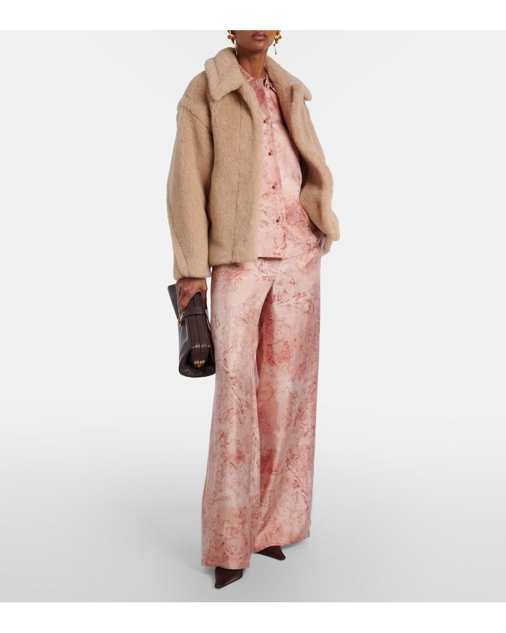 Max Mara Brown Tritone Cropped Teddy Jacket