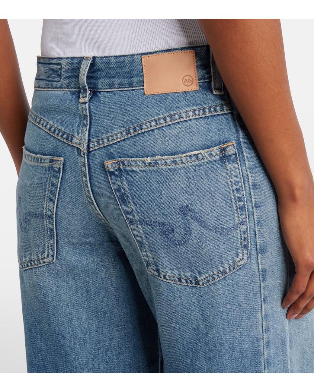 AG Jeans Blue Jesolo Wide-Leg Jeans
