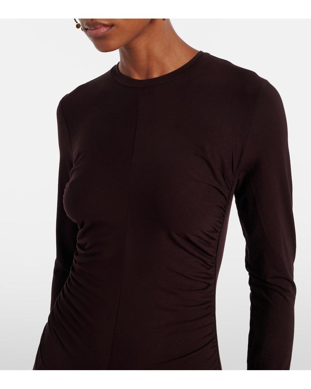 Vince Purple Ruched Jersey Maxi Dress