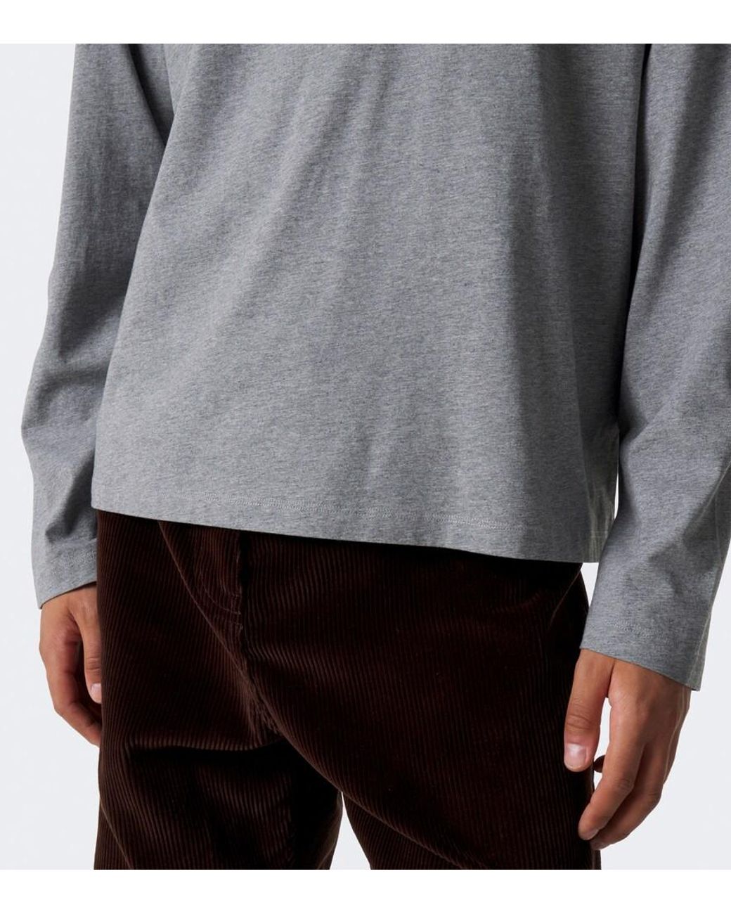 Miu Miu Gray Embroidered Logo Cotton Jersey T-Shirt for men