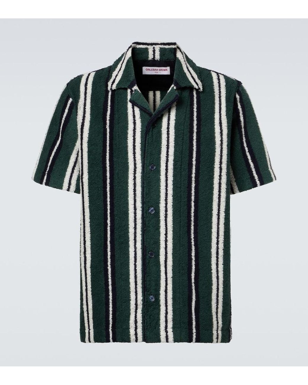 Orlebar Brown Black Griffith Striped Terry Bowling Shirt for men
