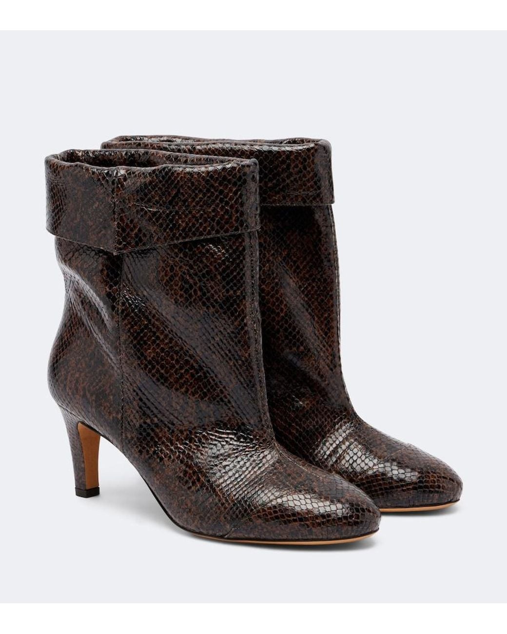 Isabel Marant Black Eldra Snake-Effect Leather Ankle Boots