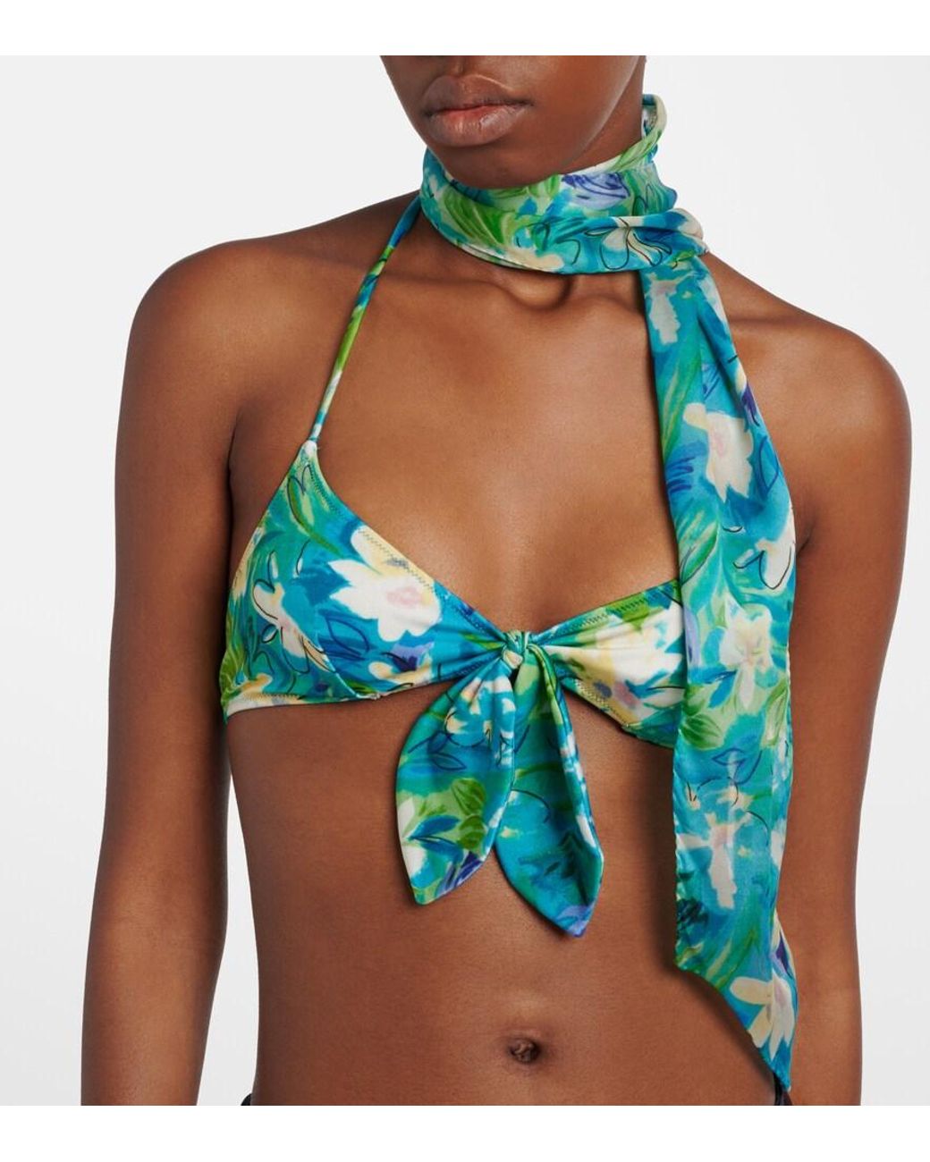 Chloé Blue Wild Flowers Floral Silk Scarf