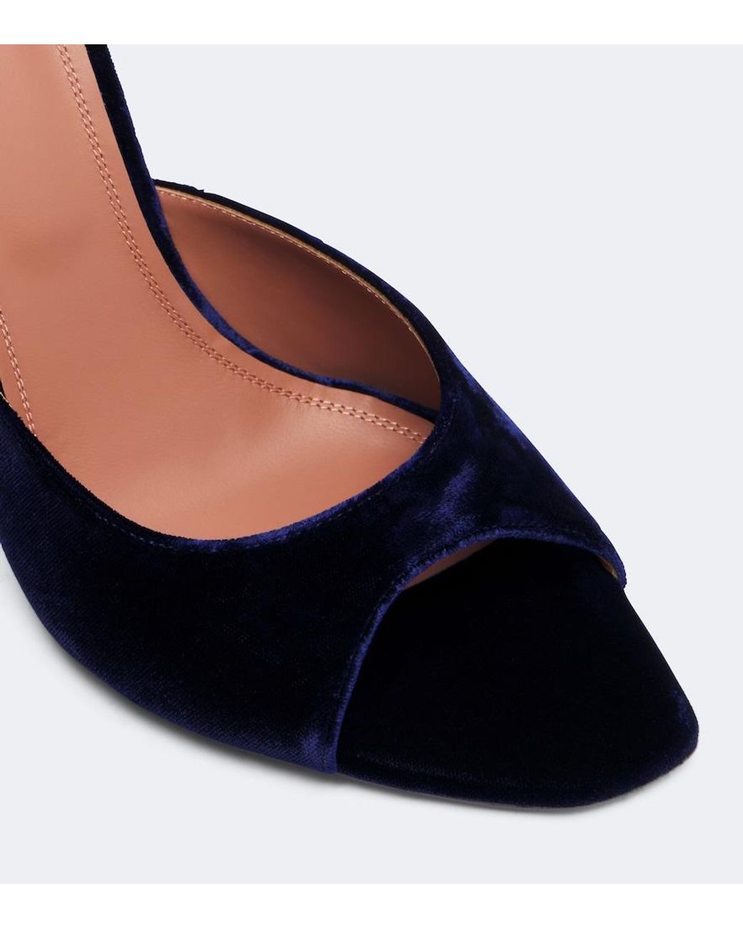 AMINA MUADDI Blue Alexa Velvet Mules