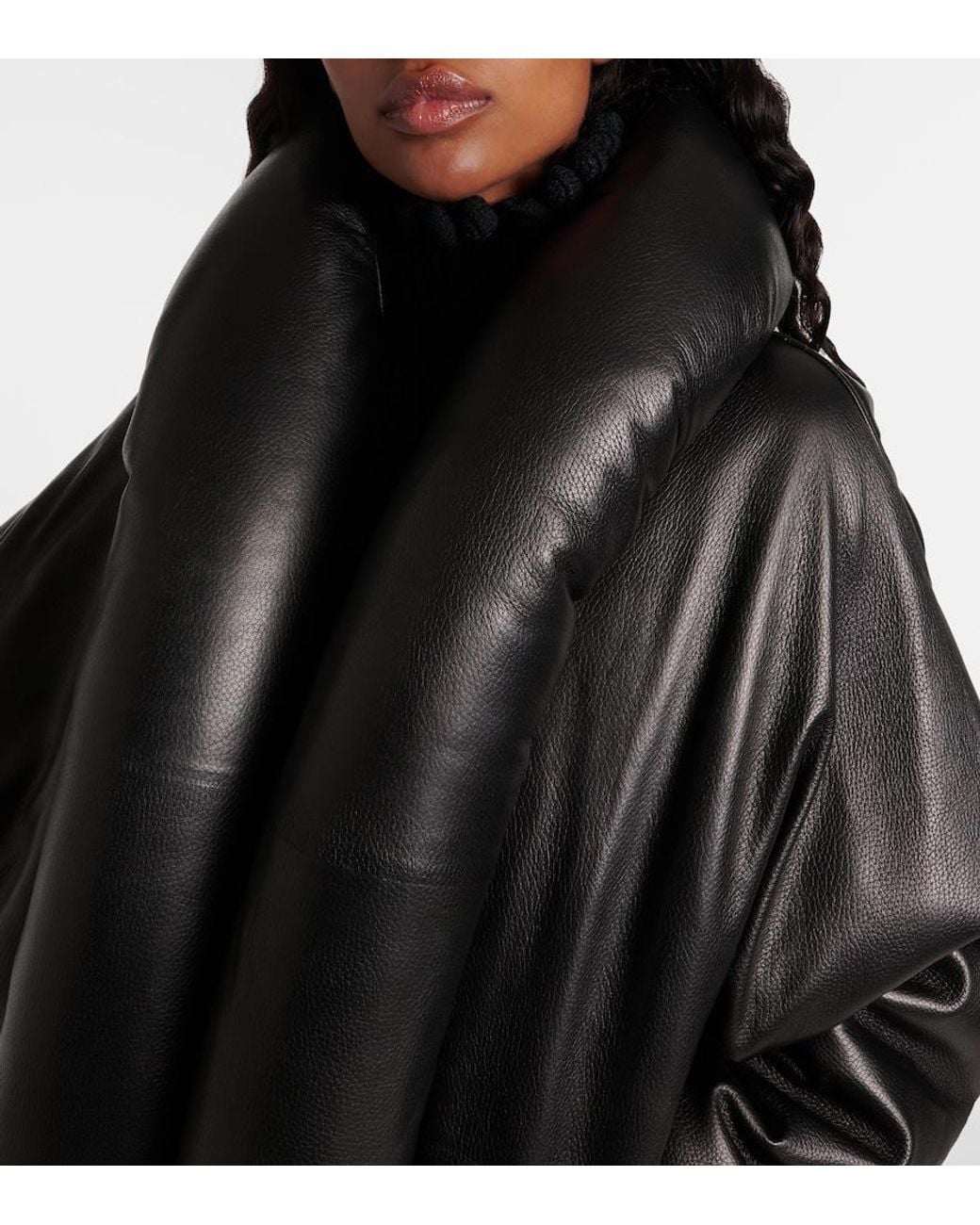Alaïa Black Leather Bomber Jacket