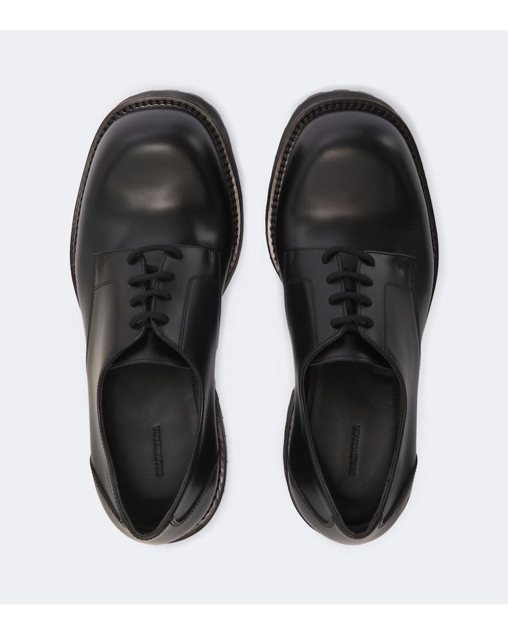 Balenciaga Black Venom Leather Derby Shoes for men