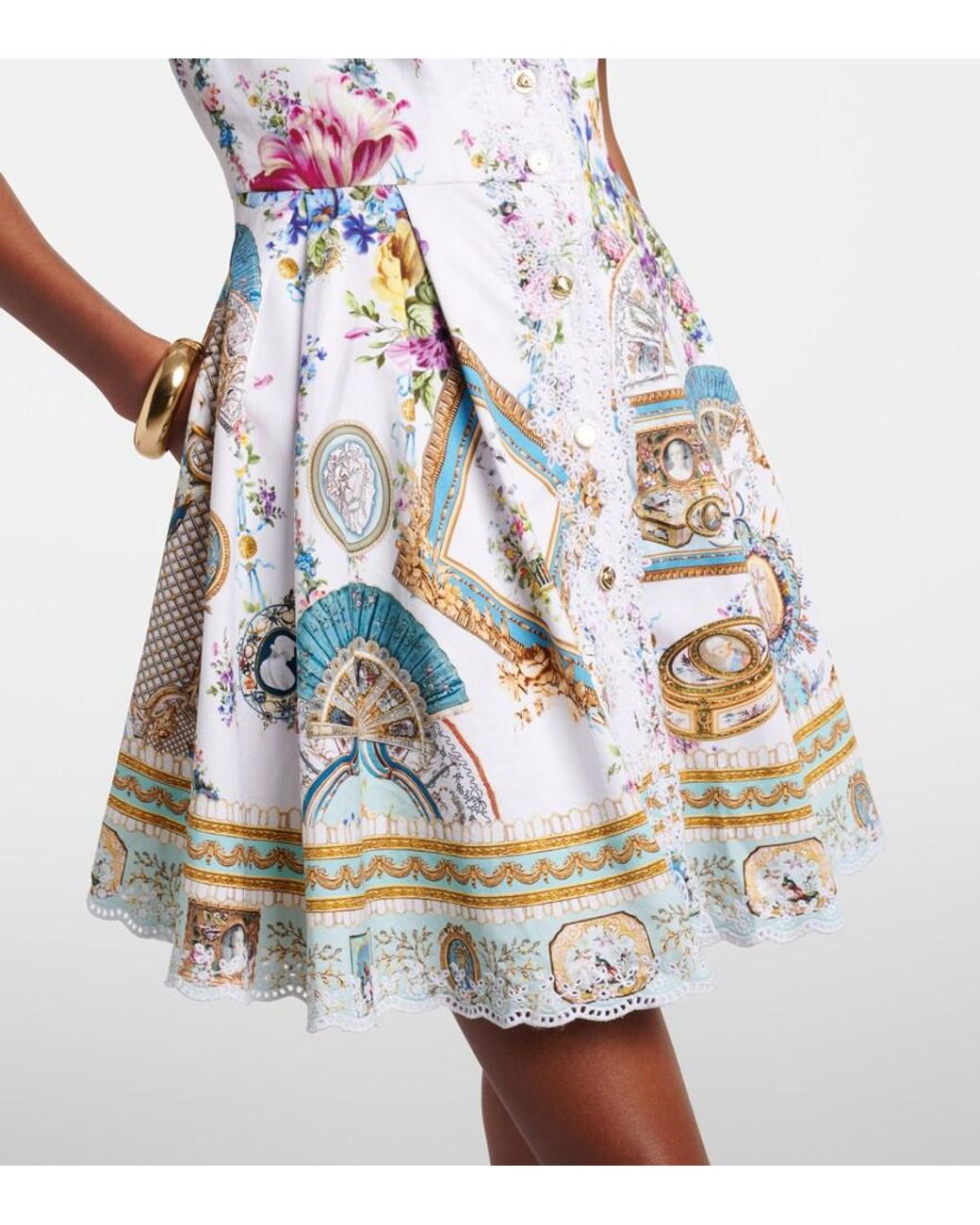 Camilla White Embellished Printed Cotton Minidress