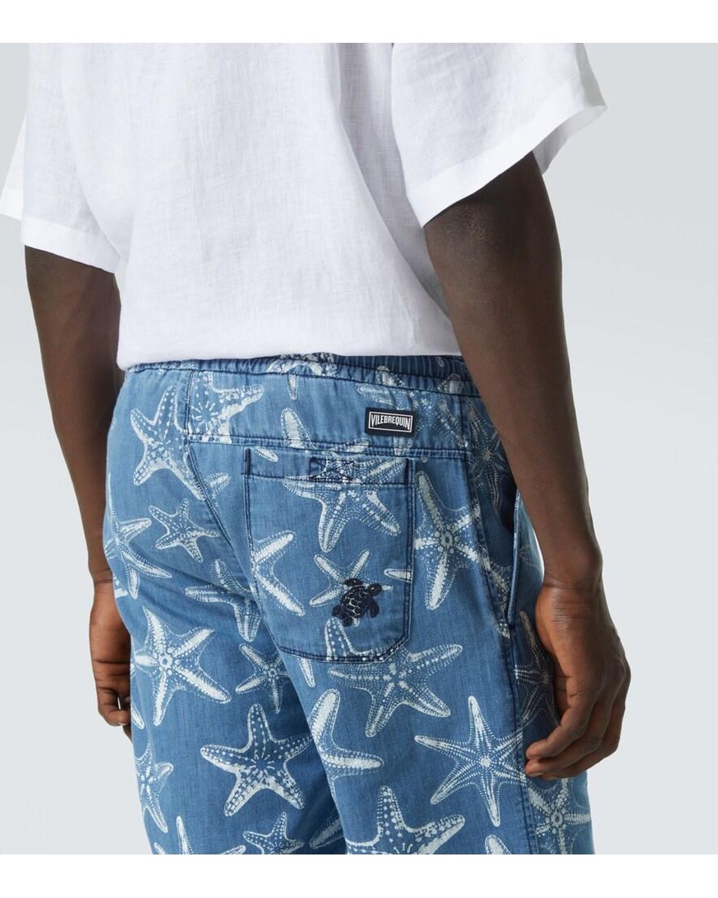 Vilebrequin Blue Printed Denim Bermuda Shorts for men