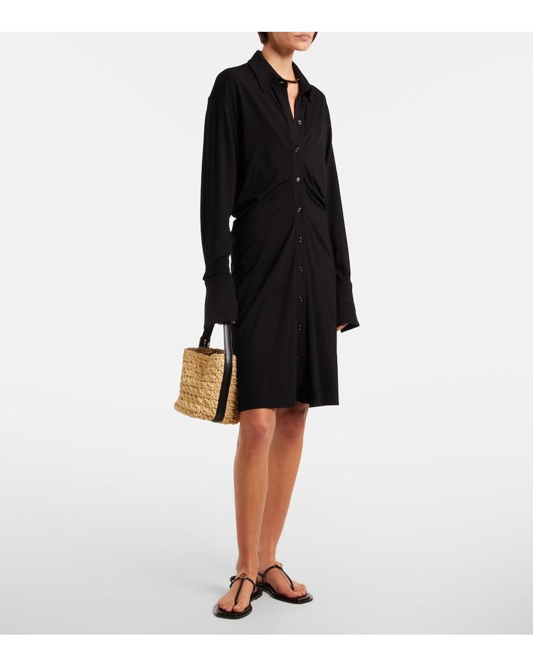 Totême Black Jersey Shirt Dress