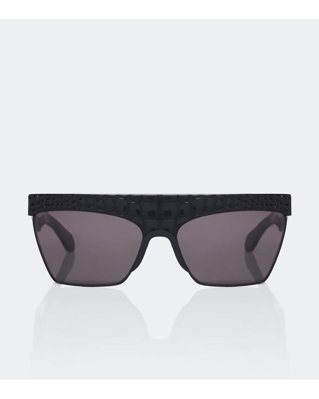 Alaïa Black Croc-Effect Flat-Top Sunglasses