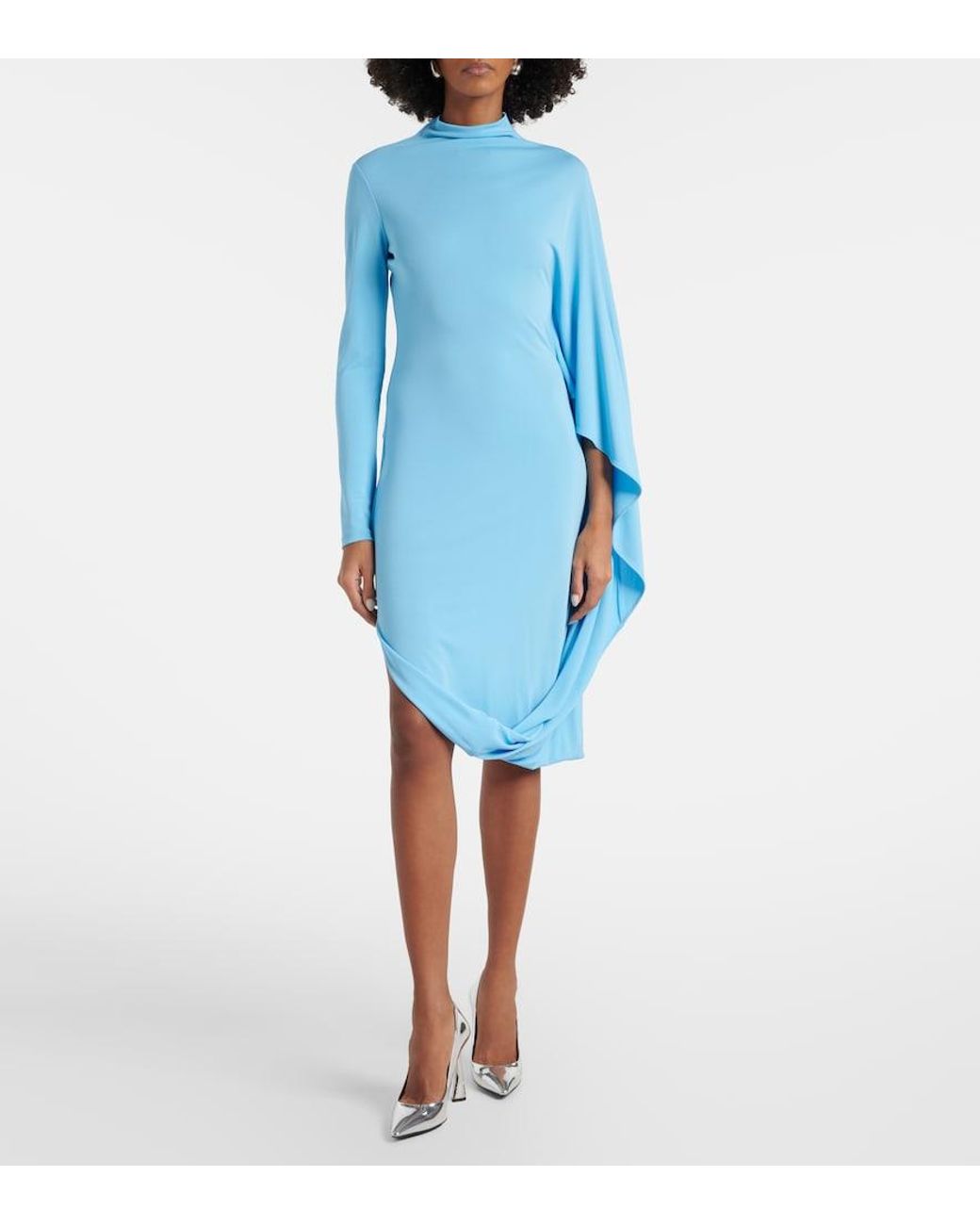 Stella McCartney Blue Draped Jersey Midi Dress