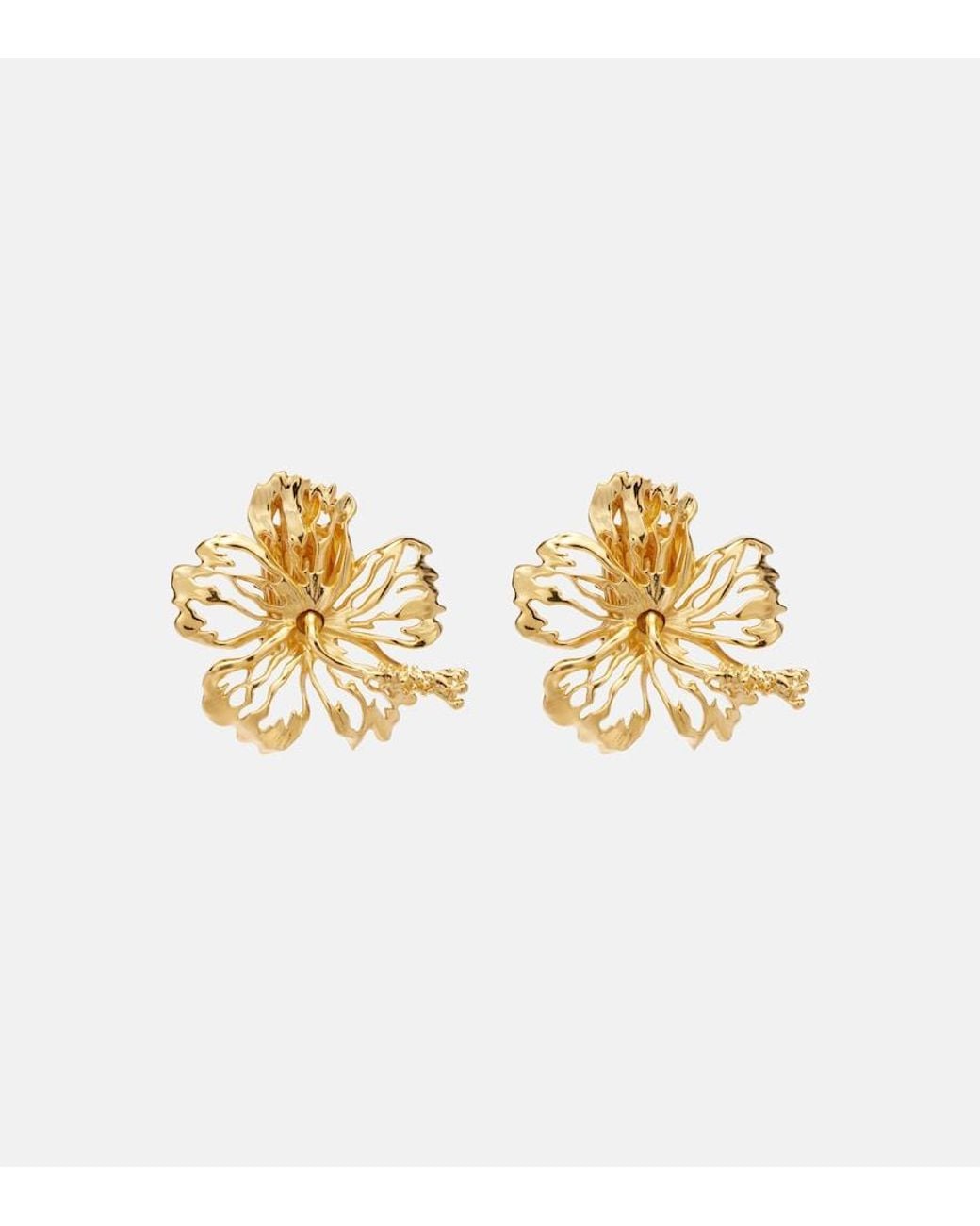 Oscar de la Renta Metallic Hibiscus Clip-On Earrings