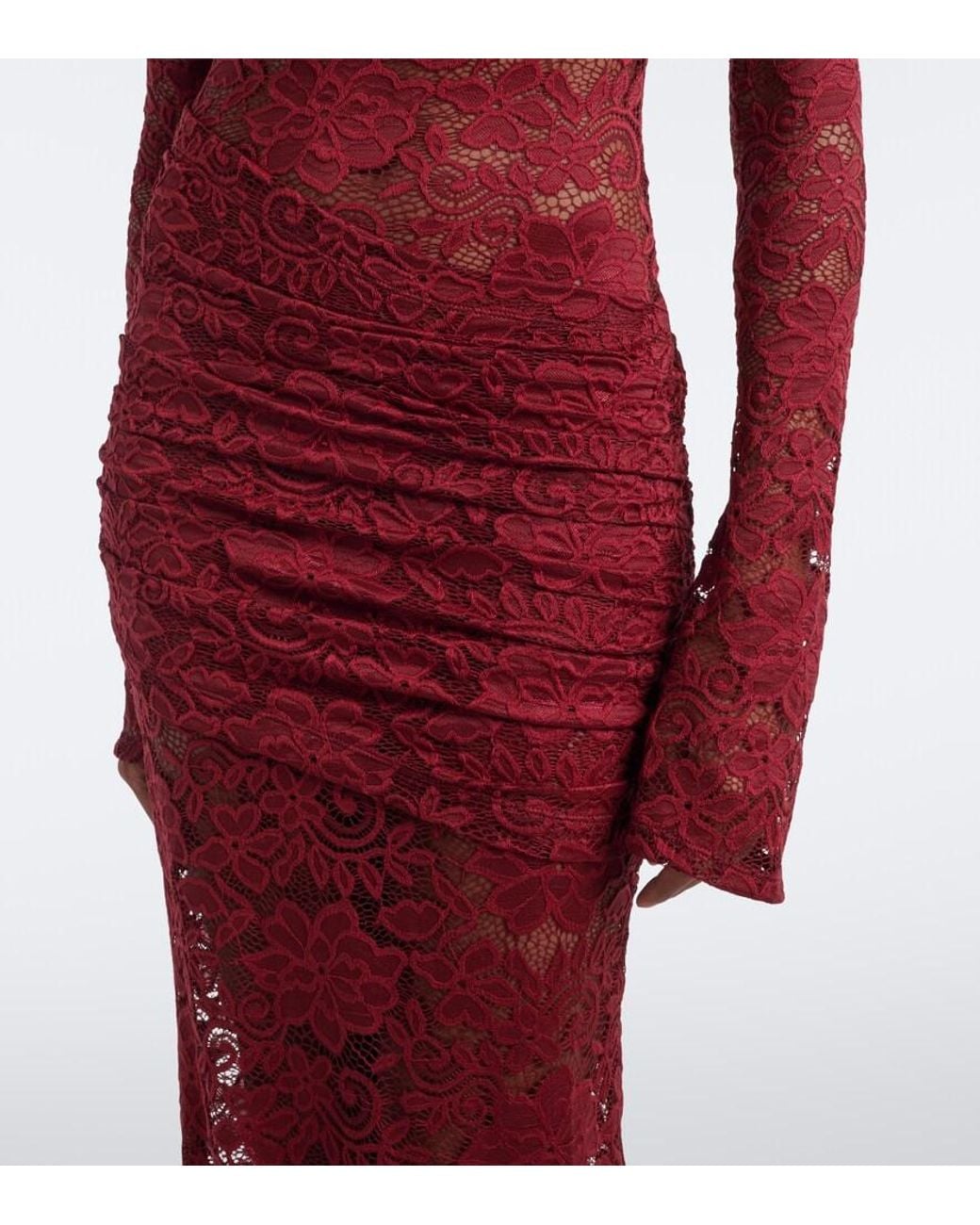 Bananhot Red Francisca Guipure Lace Gown