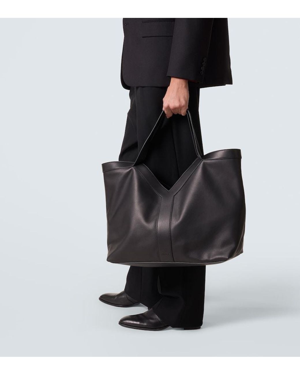 Saint Laurent Black Y Large Leather Tote Bag for men