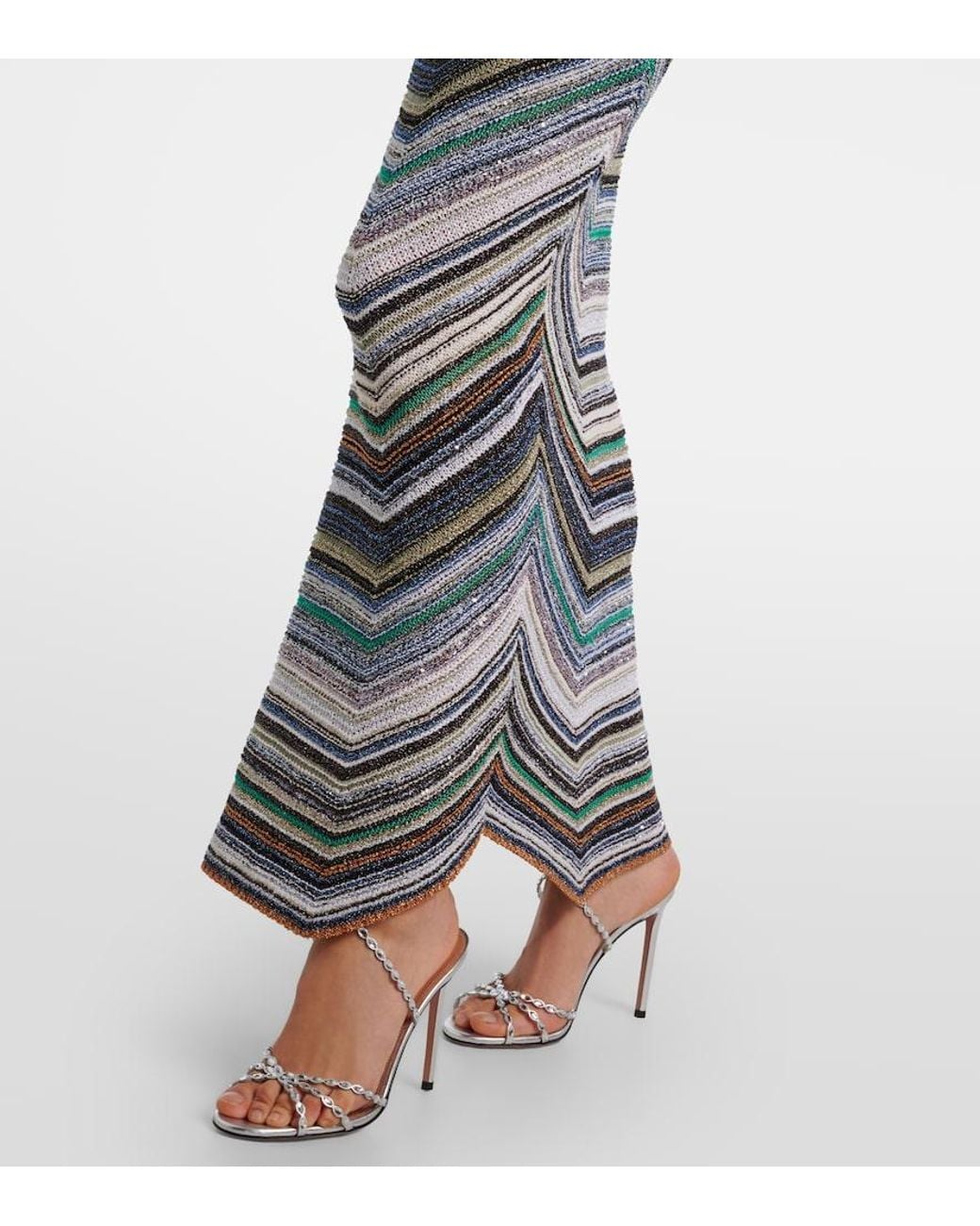Missoni Gray Striped Lame Gown