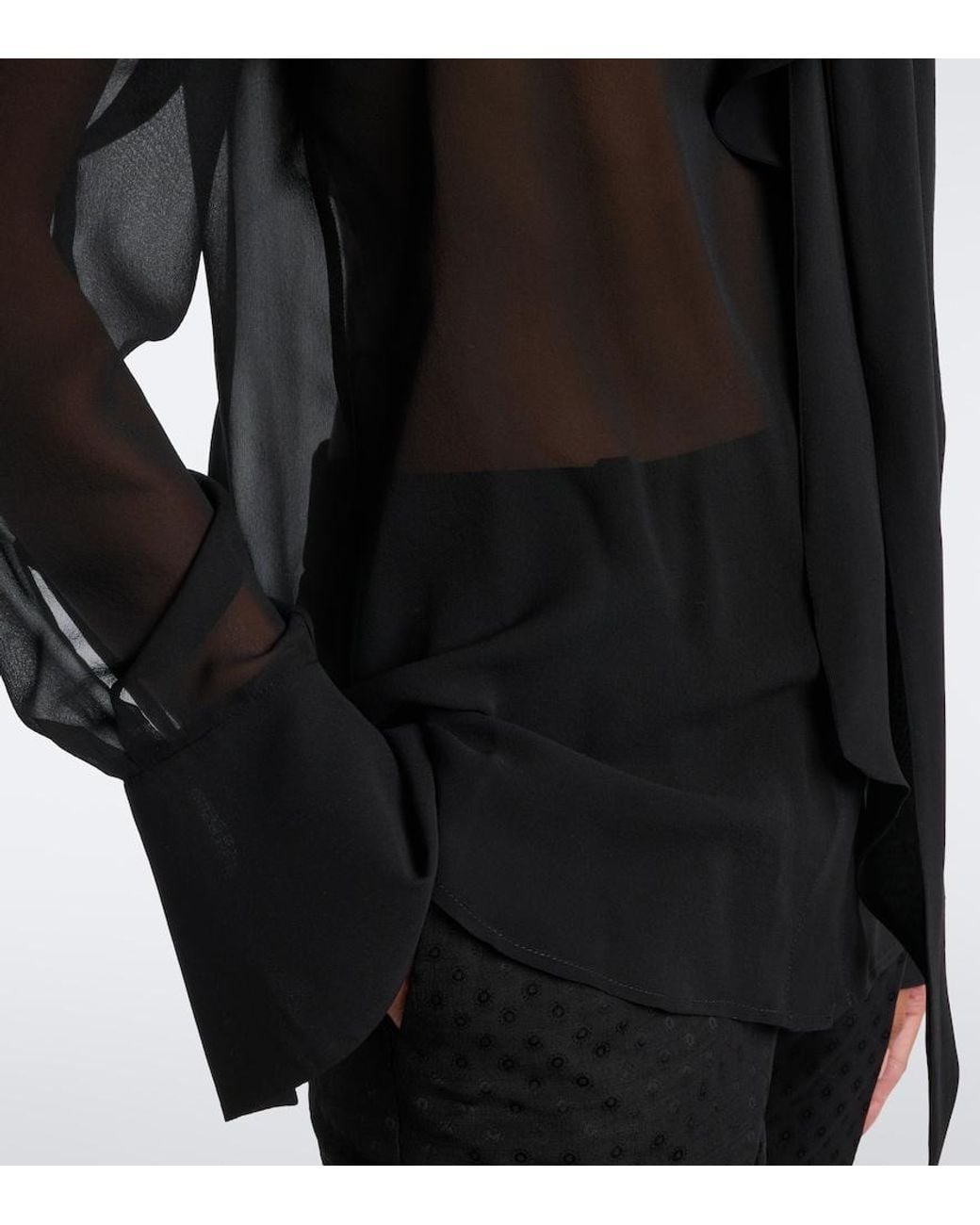 Nina Ricci Black Silk Chiffon Blouse