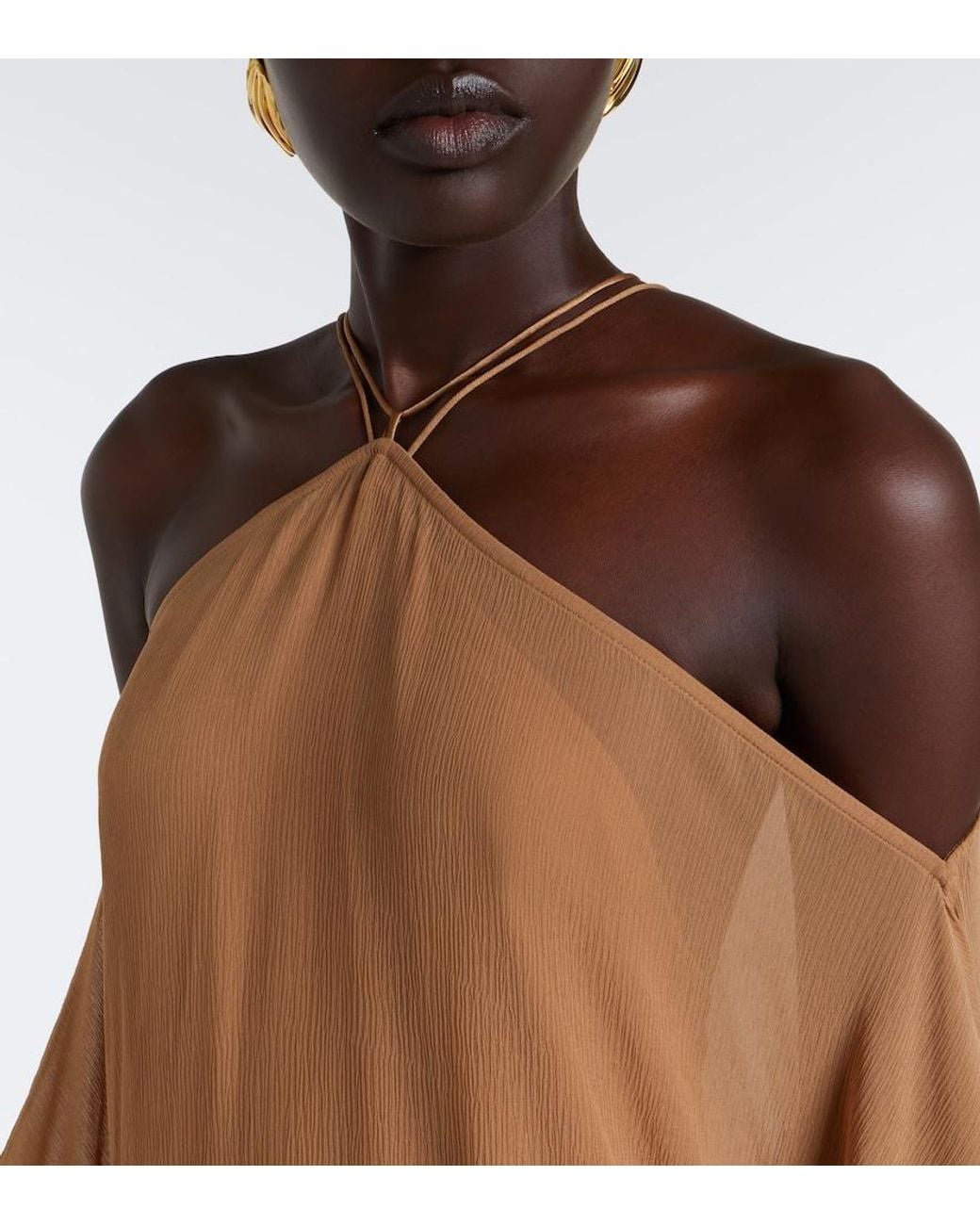 Taller Marmo Brown Sza Sza Spirito Feather-Trimmed Kaftan