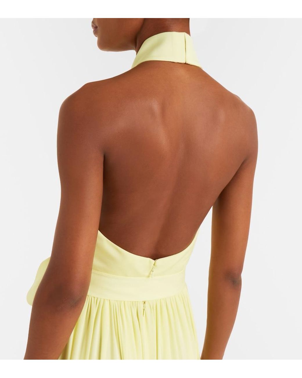 Elie Saab Yellow Halterneck Silk-Blend Midi Dress