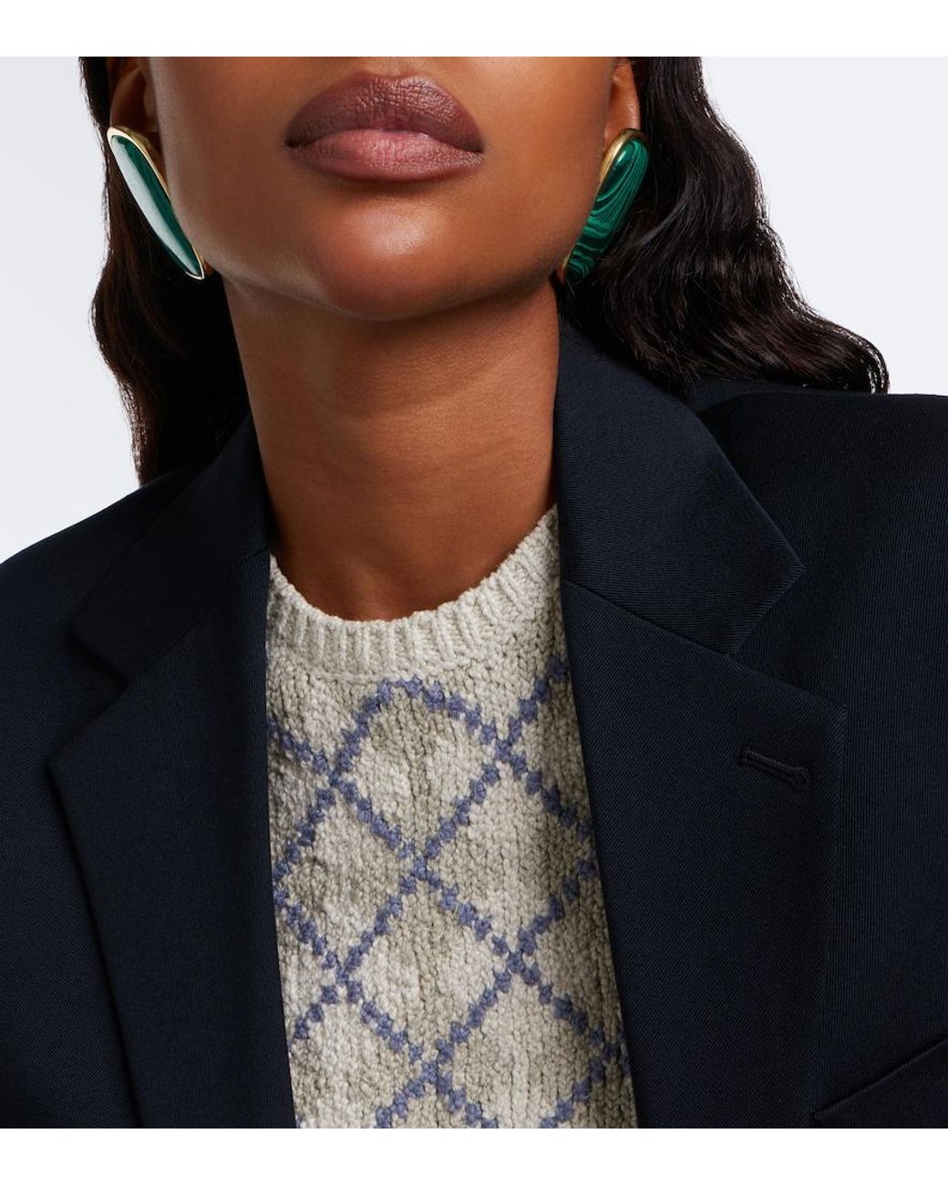 Acne Green Embellished Clip-On Earrings