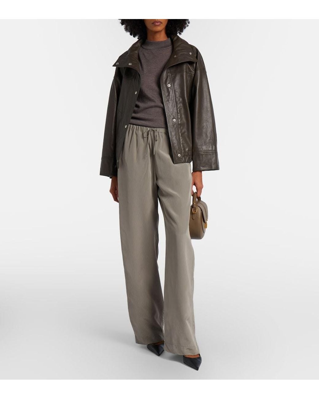 Rohe Gray Striped Wide-Leg Pants