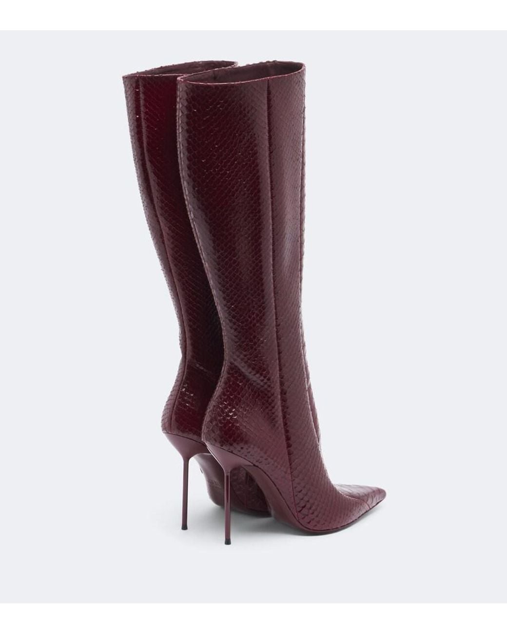 Paris Texas Red Lidia Snake-Effect Leather Knee-High Boots