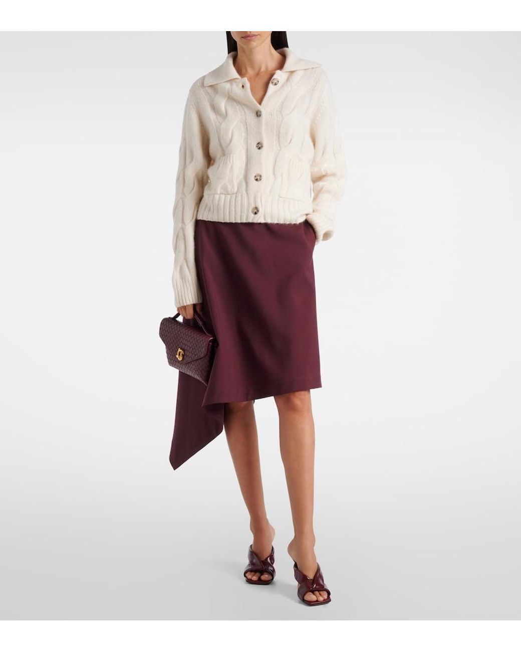 Jardin Des Orangers Natural Cable-Knit Cashmere And Silk Cardigan