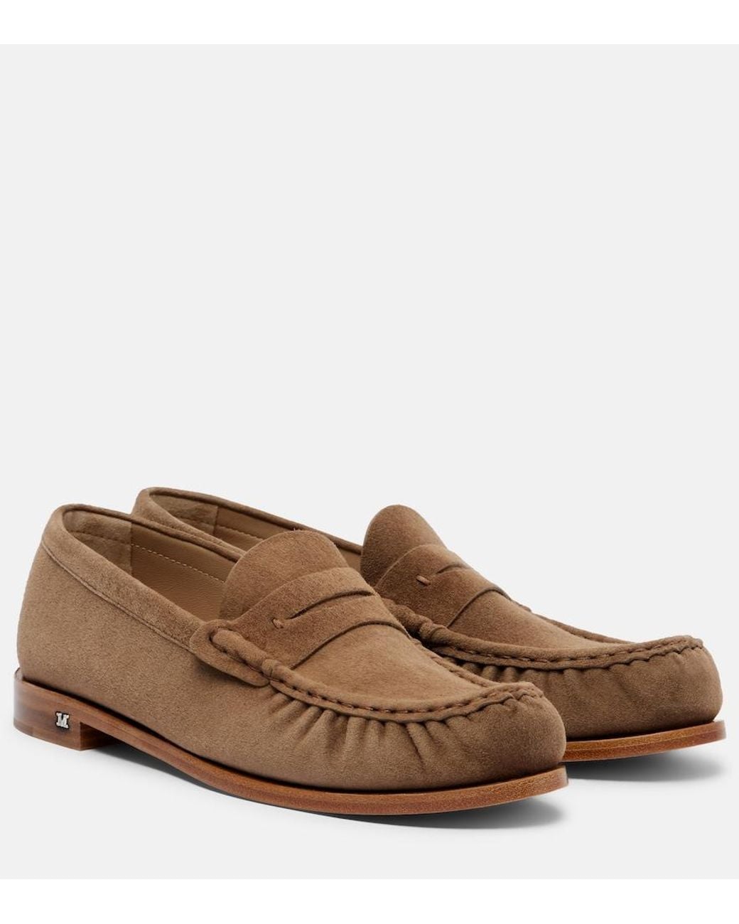 Max Mara Brown Suede Penny Lofaers