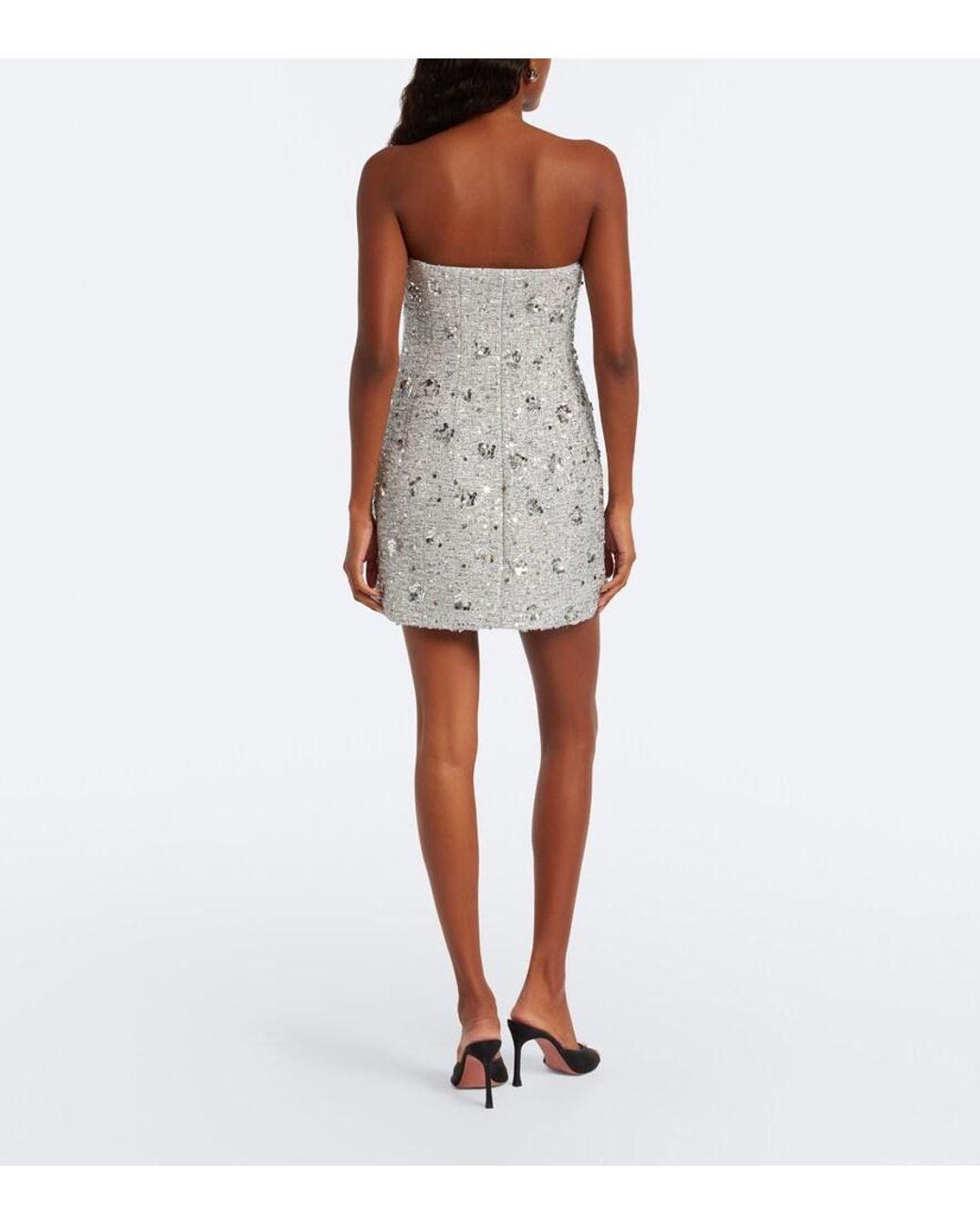 Jonathan Simkhai Gray Kit Sequined Tweed Bustier Dress