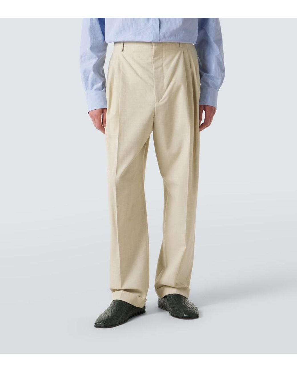 Bottega Veneta Natural Wool And Cotton Gabardine Suit Pants for men